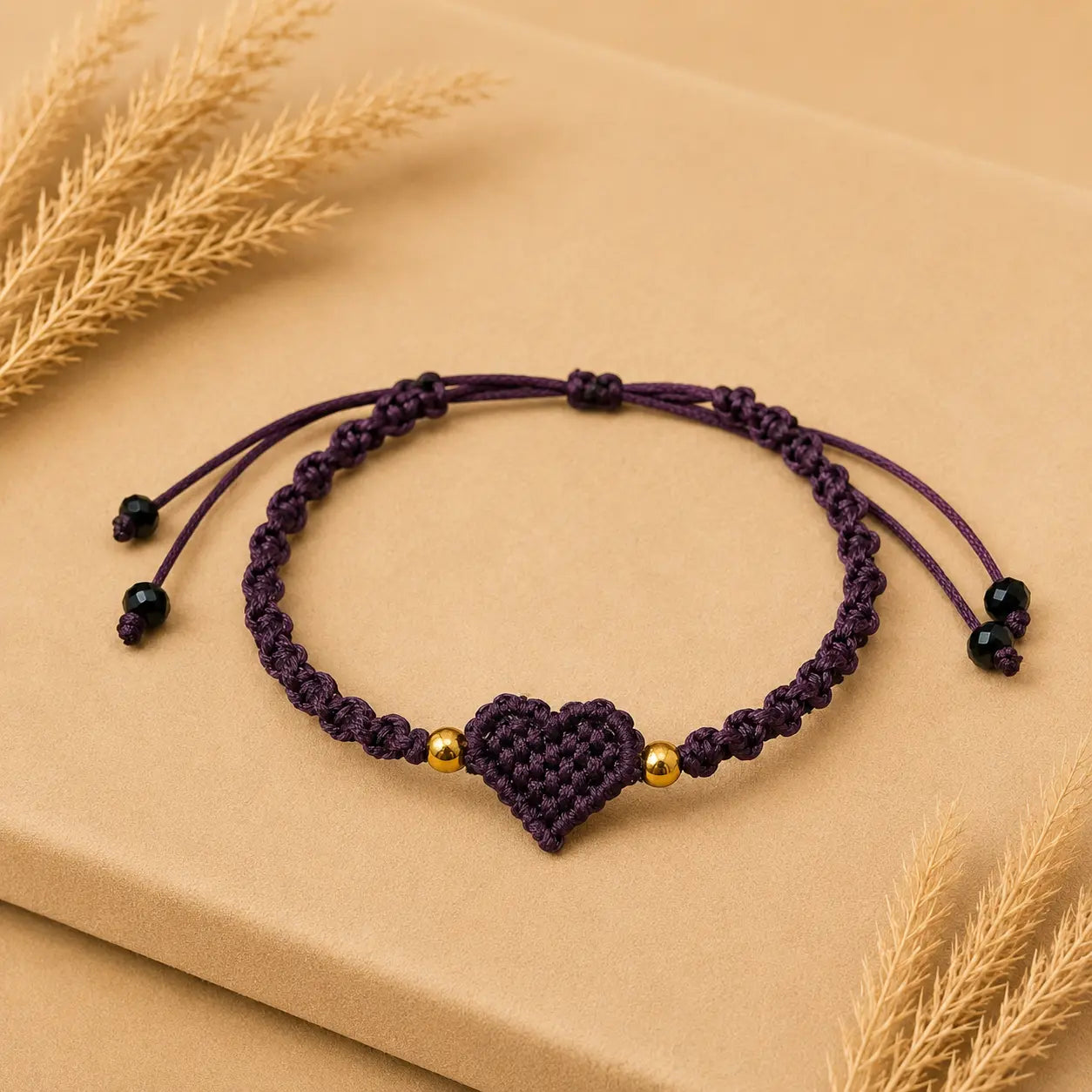 Purple Heart Macramé Bracelet – Χειροποίητο