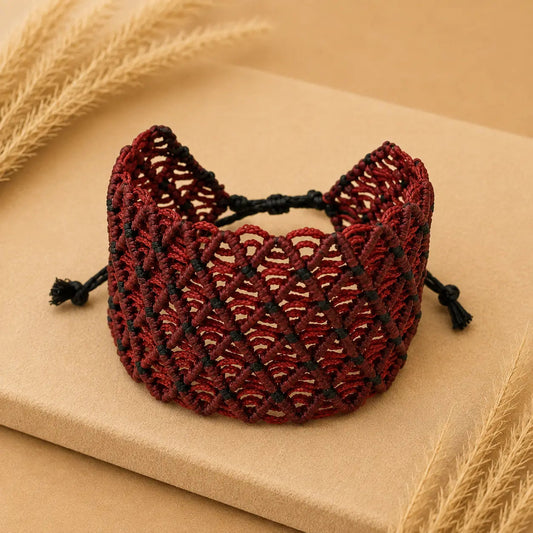 Burgundy Lace – Χειροποίητο Μακραμέ Βραχιόλι