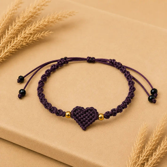 Purple Heart Macramé Bracelet – Χειροποίητο