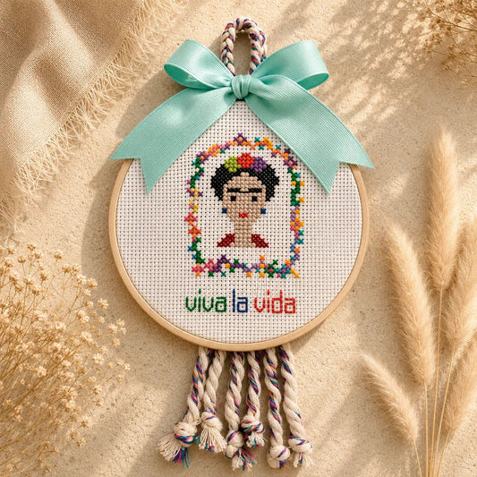 Χειροποίητο Κεντητό Τελάρο – Frida Kahlo «Viva la Vida»