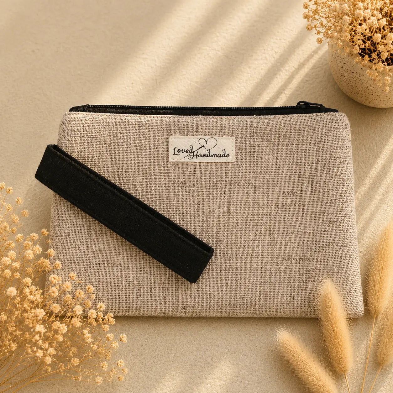 Χειροποίητο Τσαντάκι Clutch – Λινό Φυσικό Εκρού