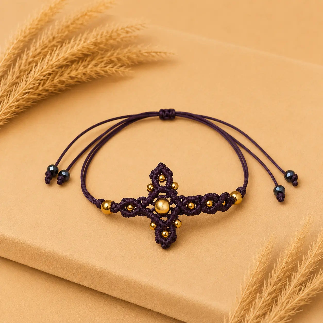 Purple Cross Macramé Bracelet – Χειροποίητο